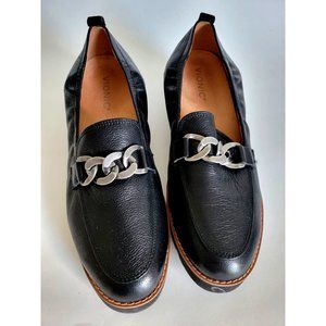 VIONIC Women's Black Lug Sole Loafers with Silver Accent Size 9